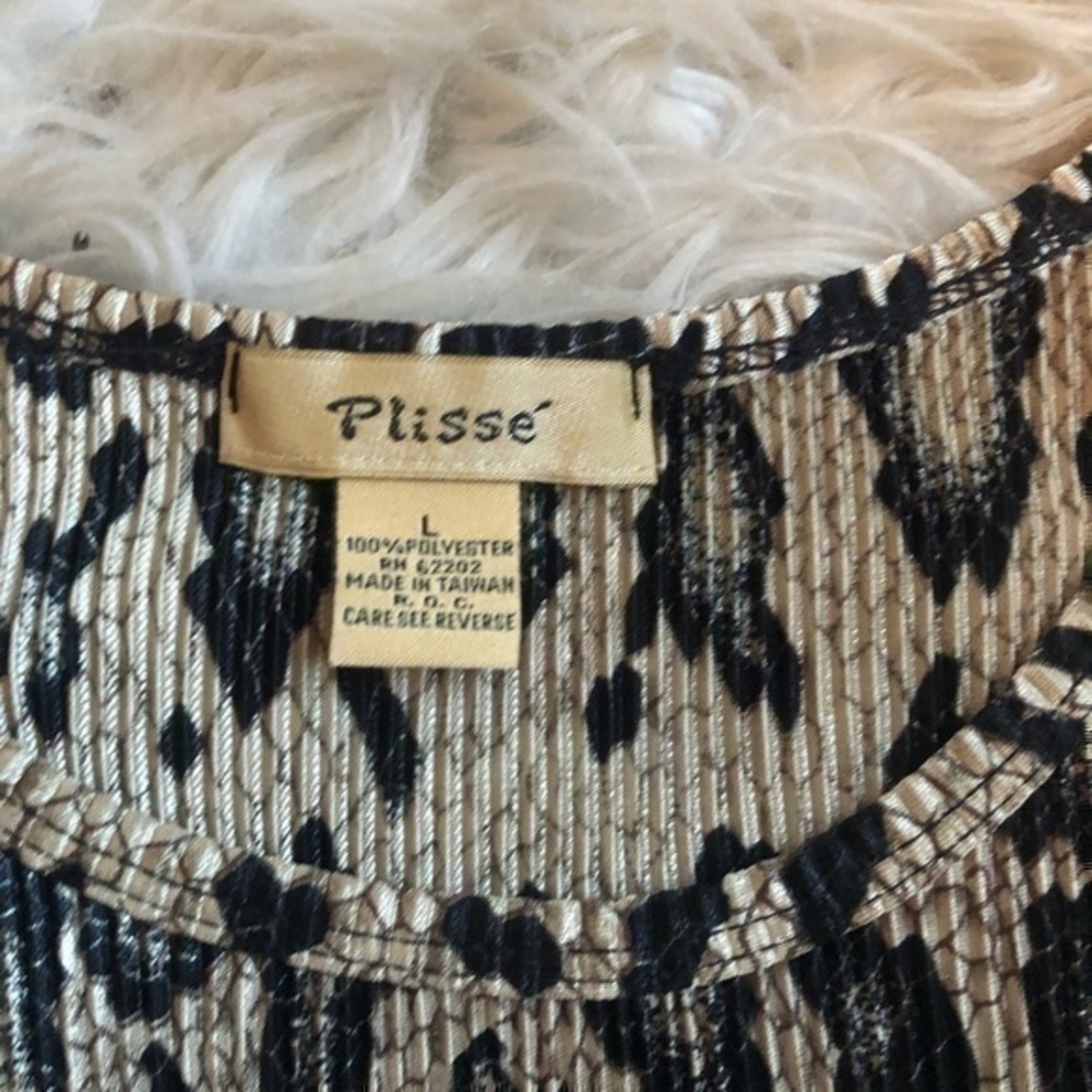 Plisse Tank Top Brown Black Leopard with stretchy Tiny Accordian Pleats Top - Picture 5 of 5